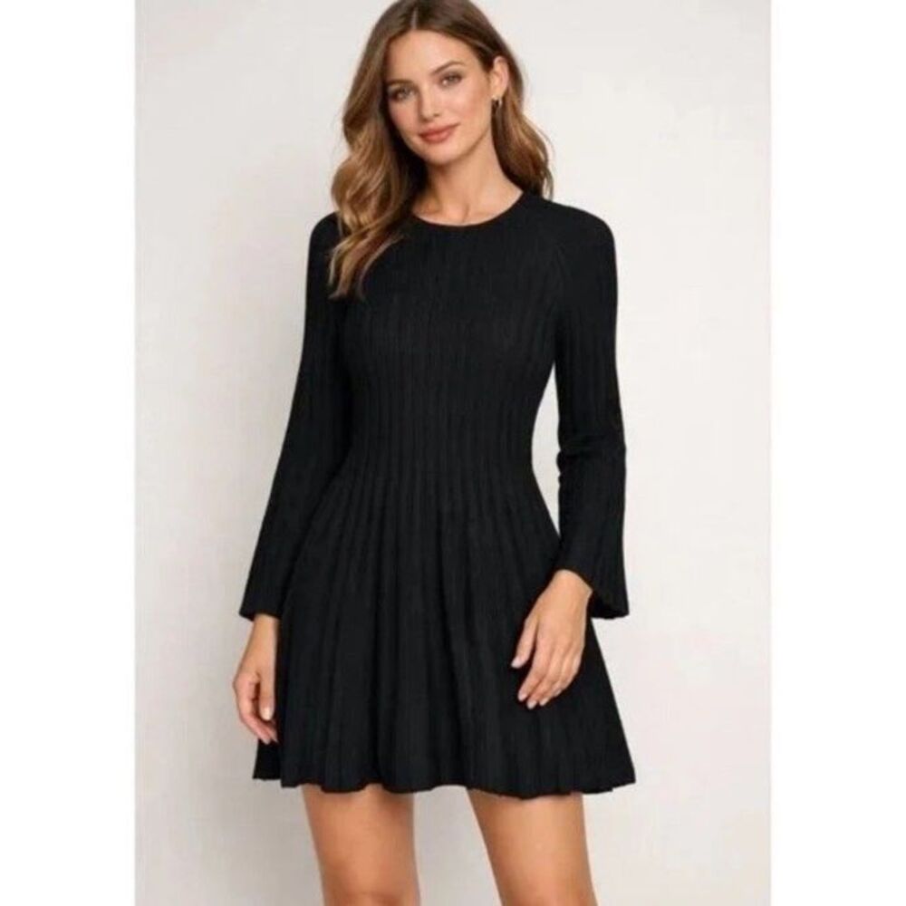 Pomander Place Tuckernuck Black Adi Knit Ribbed Dress Size Medium